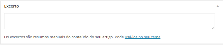 Excerto  Como criar um post no WordPress: Outras Opções post excerto