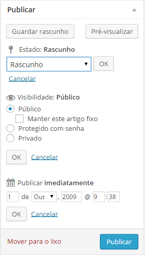 Publicar  Como criar um post no WordPress: Publicar post publicar