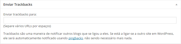 Enviar Trackbacks  Como criar um post no WordPress: Outras Opções post trackbacks