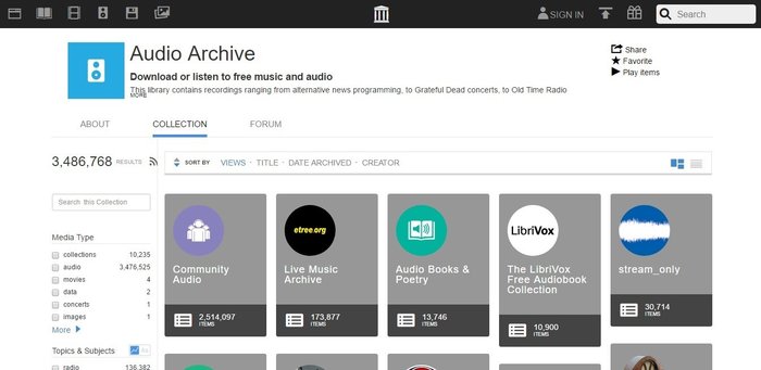 Internet Archive's Audio Library  Os Melhores Sites para Baixar Músicas Grátis Internet Archives Audio Library